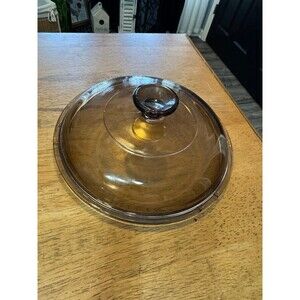 PYREX Corning Vision Ware Round Lid 8” Amber Brown Glass